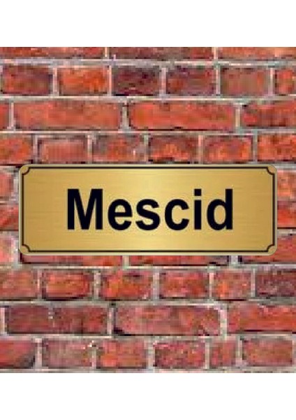 Altın Renk 10 x 20 cm Mescid Yazılı Metal Yönlendirme Levhası