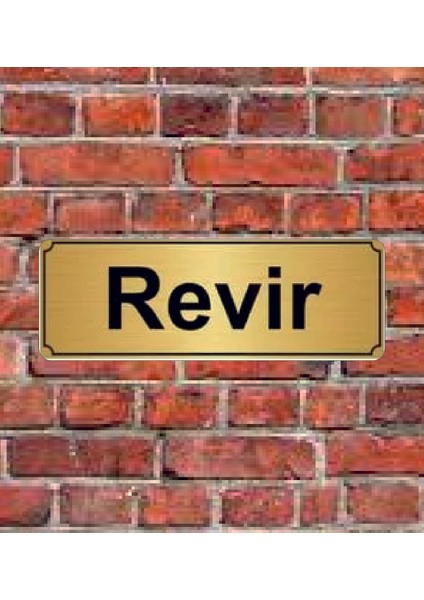 Altın Renk 10 x 20 cm Revir Yazılı Metal Yönlendirme Levhası