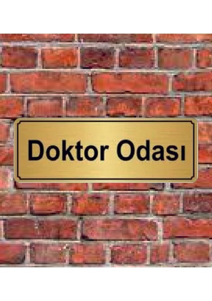 Altın Renk 10 x 20 cm Doktor Odası Yazılı Metal Yönlendirme Levhası