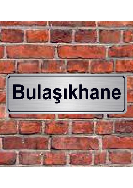 Gümüş Renk 10 x 20 cm Bulaşıkhane Yazılı Metal Yönlendirme Levhası