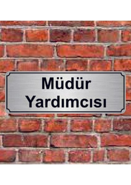 Gümüş Renk 10 x 20 cm Müdür Yardımcısı Yazılı Metal Yönlendirme Levhası