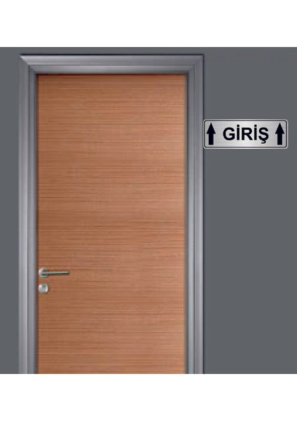Gümüş Renk 10 x 20 cm Giriş Yukarı Yazılı Metal Yönlendirme Levhası fiyatları