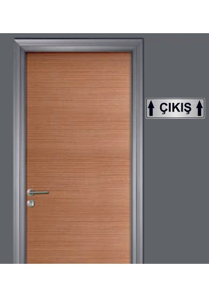 Gümüş Renk 10 x 20 cm Çıkış Yukarı Yazılı Metal Yönlendirme Levhası