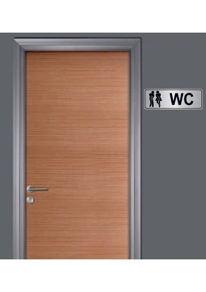 Gümüş Renk 10 x 20 cm Wc Yazılı Metal Yönlendirme Levhası