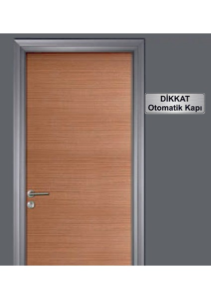 Gümüş Renk 10 x 20 cm Dikkat Otomati Kapı Yazılı Metal Yönlendirme Levhası fiyatları