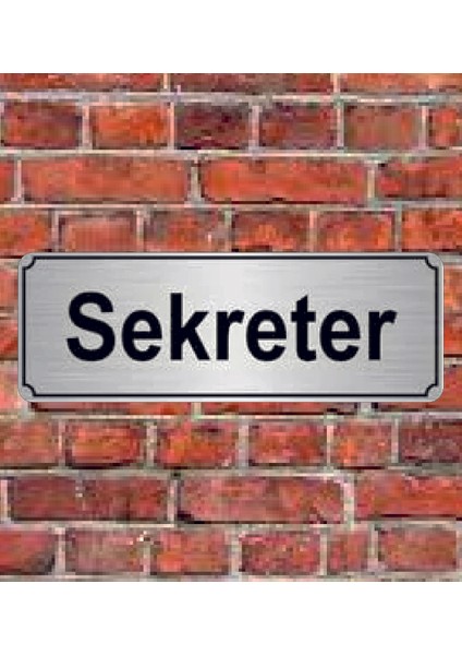 Gümüş Renk 10 x 20 cm Sekreter Yazılı Metal Yönlendirme Levhası