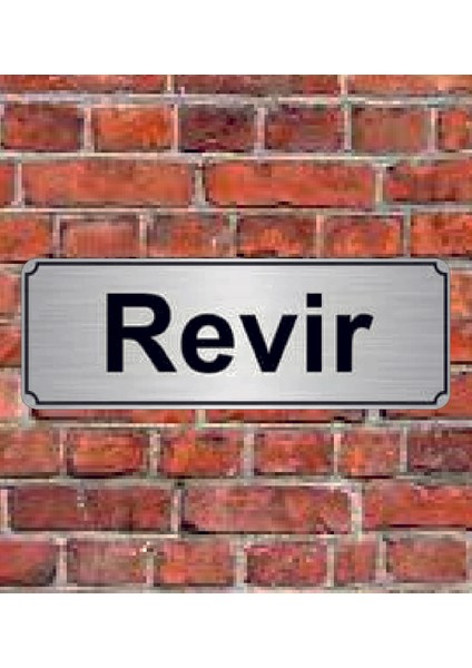 Gümüş Renk 10 x 20 cm Revir Yazılı Metal Yönlendirme Levhası