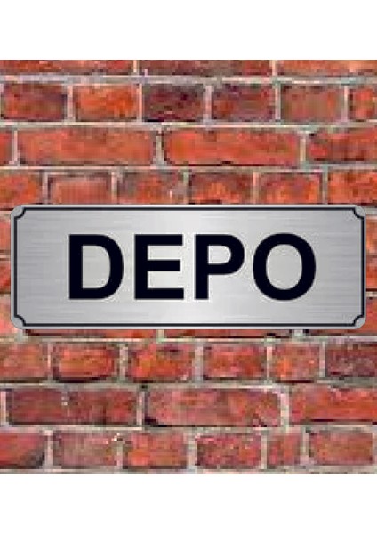 Gümüş Renk 10 x 20 cm Depo Yazılı Metal Yönlendirme Levhası