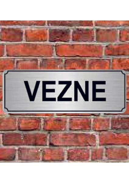 Gümüş Renk 10 x 20 cm Vezne Yazılı Metal Yönlendirme Levhası