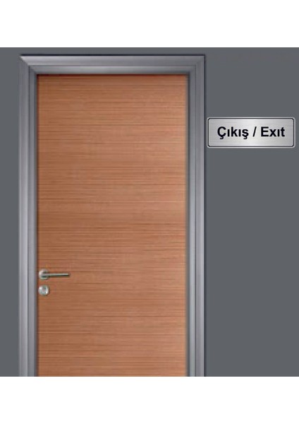 Gümüş Renk 10 x 20 cm Çıkış Exıt Yazılı Metal Yönlendirme Levhası
