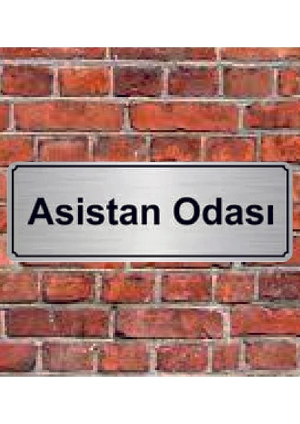 Gümüş Renk 10 x 20 cm Asistan Odası Yazılı Metal Yönlendirme Levhası
