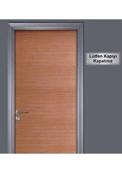 Gümüş Renk 10 x 20 cm Lütfen Kapıyı Kapatınız Yazılı Metal Yönlendirme Levhası fiyatları