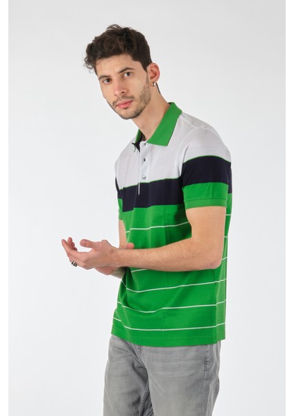Minimalist Çizgili Erkek Polo Yaka T-Shirt - Kısa Kol fiyatları