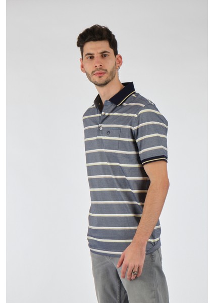 Çizgili Polo Yaka Erkek T-Shirt - Minimalist Stil fiyatları