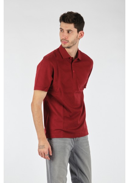 Polo Yaka Kısa Kollu Bordo Erkek T-Shirt MS7927