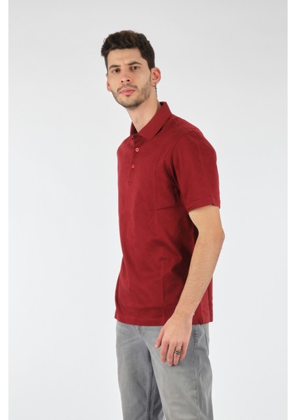 Polo Yaka Kısa Kollu Bordo Erkek T-Shirt MS7927