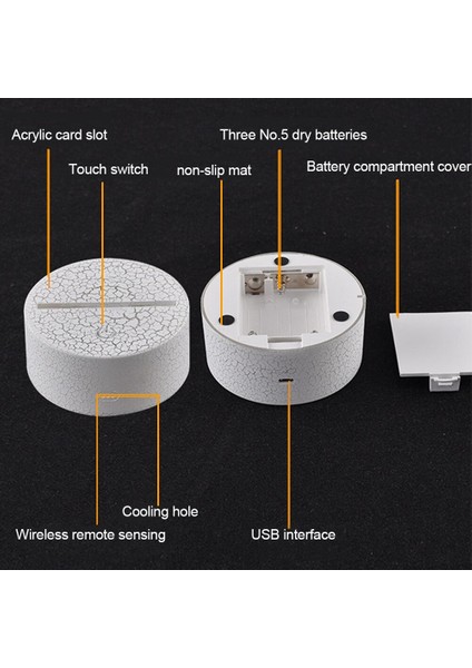 3D LED Gece Lambası (Yurt Dışından)