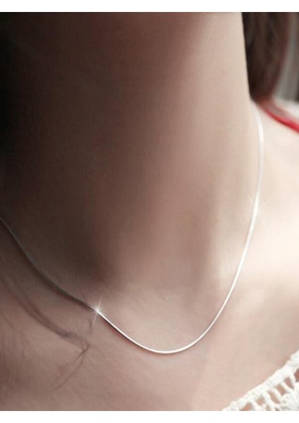 925A Gümüş Snake Chain Erkek Kadın Zincir Kolye 1mm İnce Zincir Kolye modelleri