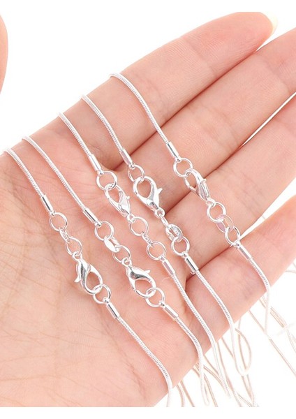 925A Gümüş Snake Chain Erkek Kadın Zincir Kolye 1mm İnce Zincir Kolye fırsatları