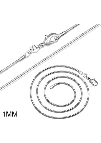 925A Gümüş Snake Chain Erkek Kadın Zincir Kolye 1mm İnce Zincir Kolye indirimleri