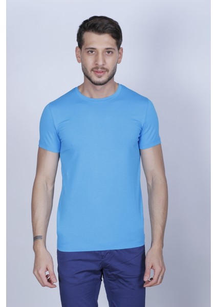 Battal Beden Bisiklet Yaka Erkek T-Shirt (Slım-Fıt Kalıbında)