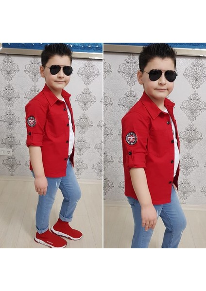 4 Parça Gömlekli Erkek Çocuk Takım - Kırmızı fiyatları