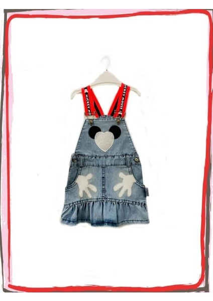Kız Bebek Minnie Mause Temalı Kot Elbise