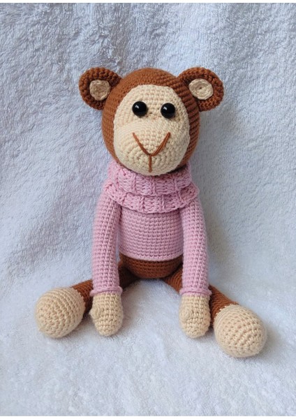Pembe Kazaklı Maymun Organik Oyuncak