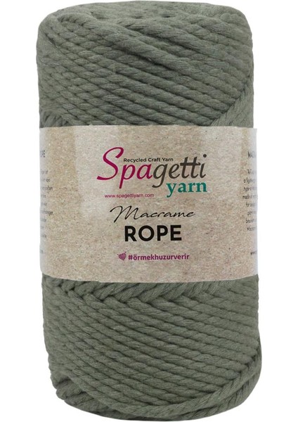 Spagetti Yarn 4mm 330G Haki 3 Büküm Halat Makrome Ipi