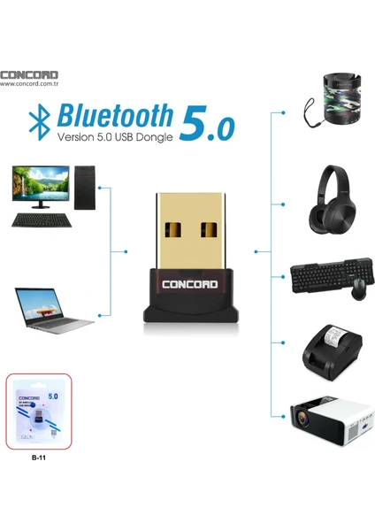 B-11 Bluetooth 5.0  Dongle Adaptör Kapsama 20MT