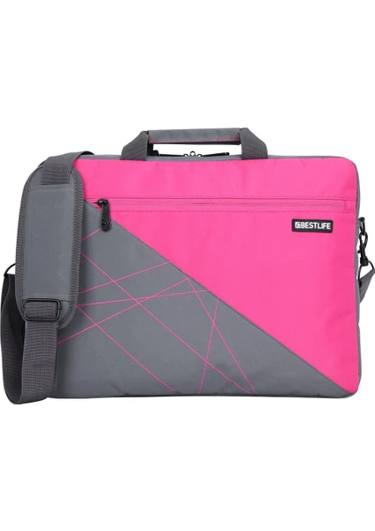 Bestlife Notebook Laptop Çantası - Pembe/gri 15.6 Inç