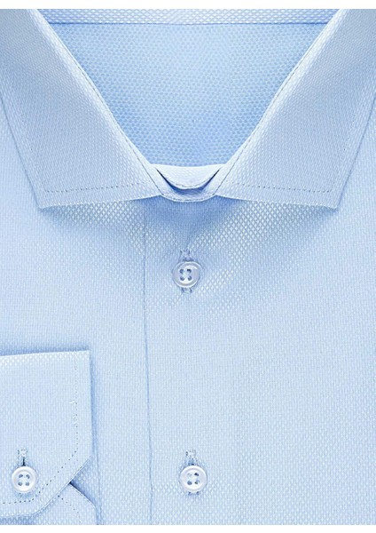 GM2024700273 Klasik Yaka Slim Fit Armürlü Mavi Erkek Gömlek fiyatları