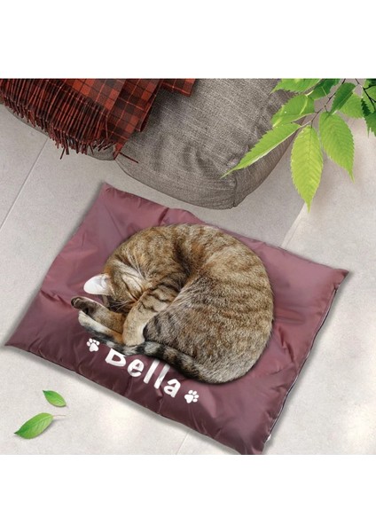 Isme Özel Kedi ve Köpek Yatağı Fermuarlı Yıkanabilir Bordo modelleri