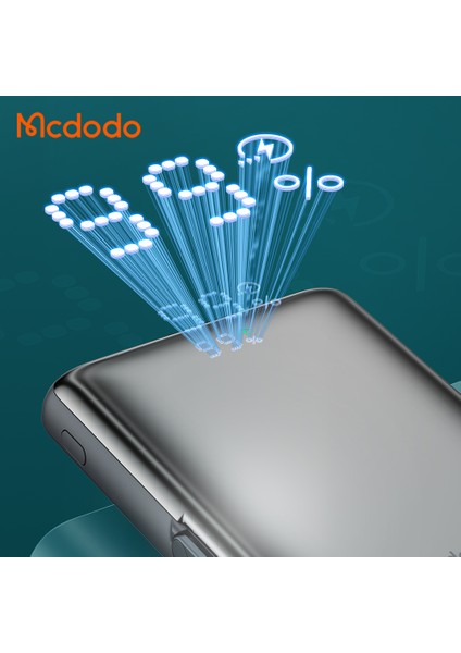 MC-0691 15W Magsafe 10.000mAh Kablosuz Dijital Ekranlı Wireless Şarj Cihazı Powerbank Gri Standlı