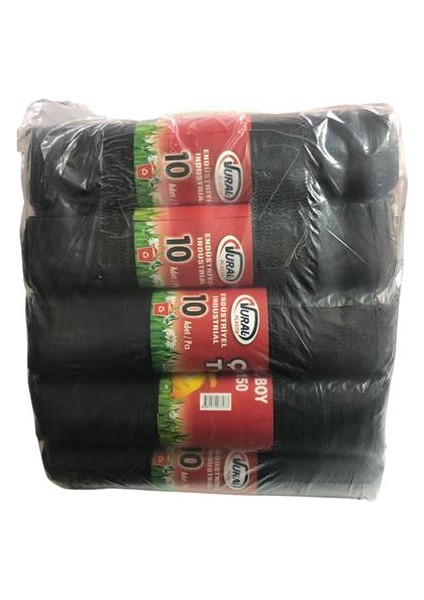 Endüstriyel Hantal Çöp Torbası 120*150 cm 900 gr Siyah 10 Lu 10 Paket