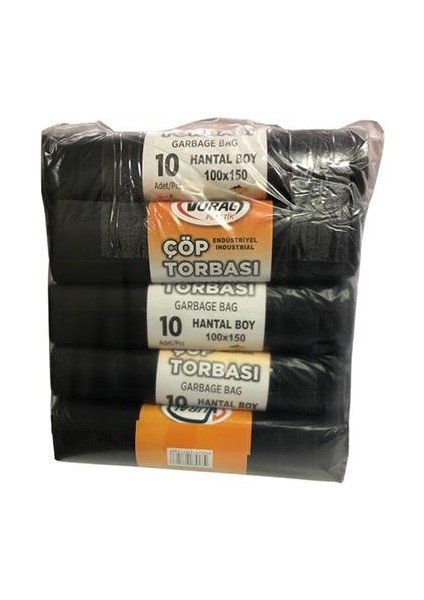 Endüstriyel Hantal Çöp Torbası 100*150 cm 600 gr Siyah 10 Lu 10 Paket