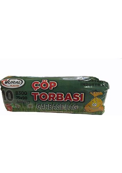 Endüstriyel Battal Çöp Torbası 75*90 cm 300 gr Siyah 10 Lu 1 Paket