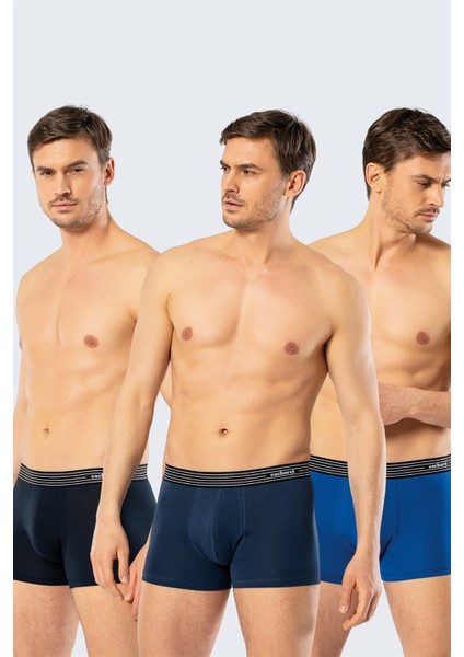 1320 3'lü Erkek Boxer-Lacivert&indigo&saks