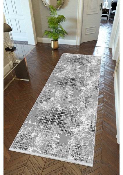 Yolluk Doku Gri Kaymaz Kesme Yıkanabilir Ince Dijital Baskı Koridor Halısı