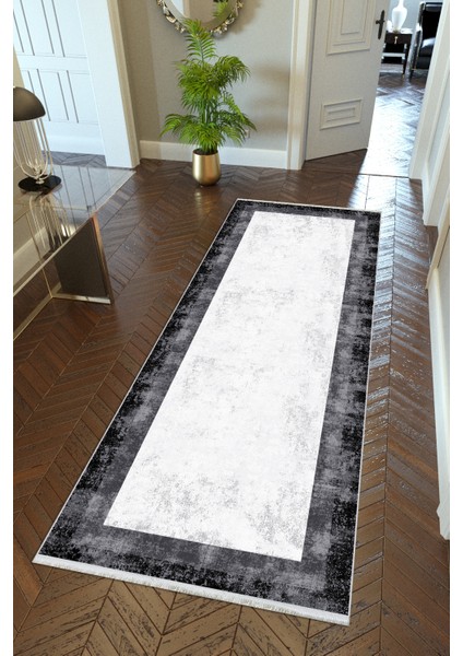 Yolluk Soyut Ekru Kaymaz Kesme Yıkanabilir Ince Dijital Baskı Koridor Halısı