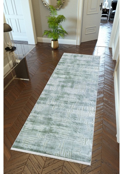 Yolluk Doku Mavi Kaymaz Kesme Yıkanabilir Ince Dijital Baskı Koridor Halısı