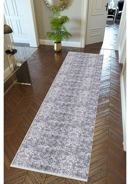 Yolluk Doku Gri Anstrasit Kaymaz Kesme Yıkanabilir Ince Dijital Baskı Koridor Halısı