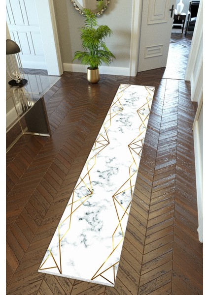 Yolluk Doku Mavi Kaymaz Kesme Yıkanabilir Ince Dijital Baskı Koridor Halısı