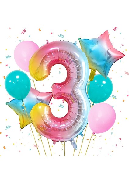 Gökkuşağı Folyo Balon Seti 3 Yaş