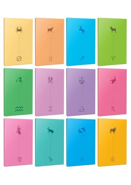 12’li Burç-Astroloji Temalı 13,5X19,5CM 64 Sayfa çizgisiz Defter Seti -1