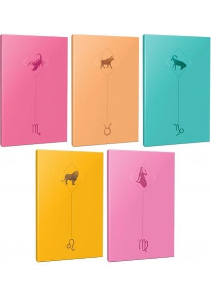 5li Burç-Astroloji Temalı 13,5X19,5CM 64 Sayfa çizgisiz Defter Seti -10