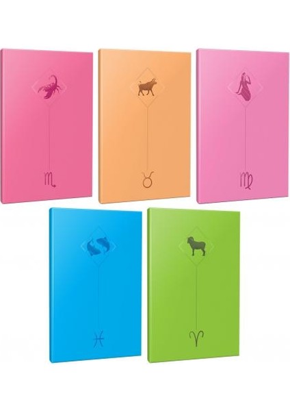 5li Burç-Astroloji Temalı 13,5X19,5CM 64 Sayfa çizgisiz Defter Seti -7
