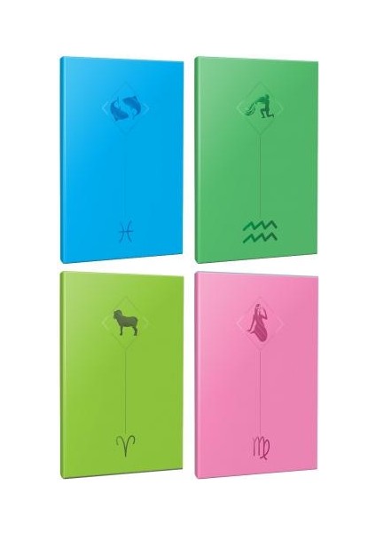 4'lü Burç-Astroloji Temalı 13,5X19,5CM 64 Sayfa çizgisiz Defter Seti -6