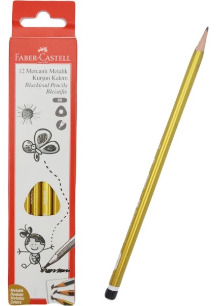 Faber Castell Metalik 2b Kurşun Kalem ( Gold )-12 Adet