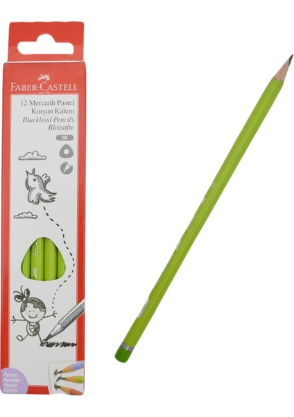 Faber Castell Pastel 2b Kurşun Kalem - Yeşil ( 12 Adet )